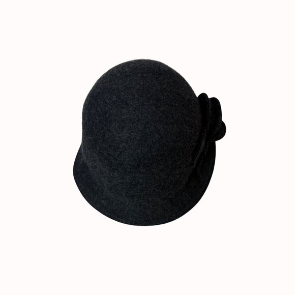 Charter Club Black Wool Cloche Womens Size M/L Vintage Style Flower Winter Hat - Picture 5 of 14